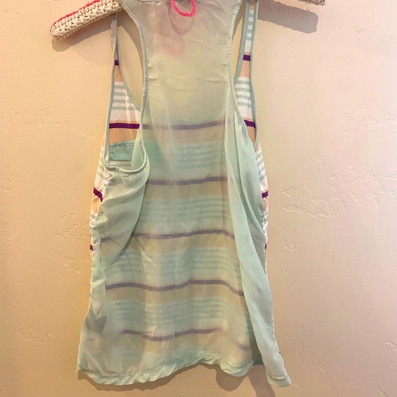 Volcom Sheer Aqua Striped Summer Tank Medium - Picture 2 of 5
